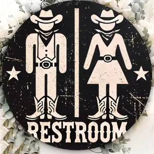Aluminum Bathroom Signage, Vintage Foil Engraved Wall Decor, Ideal for Home Bars & Restaurants, Durable Aluminum Material