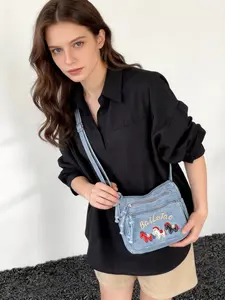 Casual Retro Denim Bag, Multi-pocket Adjustable Strap Handbag for Daily Use，Trendy Crossbody Bag, Lightweight Denim Shoulder Bag, Adjustable Strap Multi-compartment School Bag