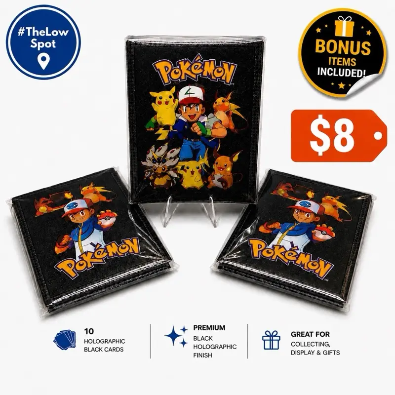 Pokémon Premium Black Metal Card Pack – 10 Holographic GX, VMAX & EX Cards + 1 BONUS Mystery Silver Card