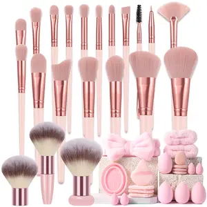 44PCS Makeup Tools Set Including:1pcCosmetic Bag Waterproof+20PCS Makeup Brush Sets+8PCS Makeup Sponges+9PCS Triangle Powder Puffs+1pc Massage Roller+1pc Guasha Board+1pc Hairband+2PCS Hand Bowl Strap+1pc Brush Cleaning Tool