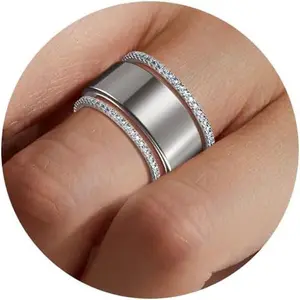 RINGLUX - 2-Pack 14K Gold Plated Stacking Rings for Oura Gen 4/Oura Gen 3, Cubic Zirconia Simulated Diamond Oura Ring Stack for Women