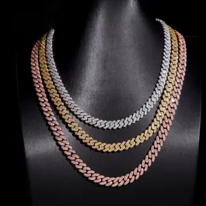 8MM Cuban Chain Prong Setting Moissanite Silver S925 + Rhodium Passes Diamond Icedout Bussdown