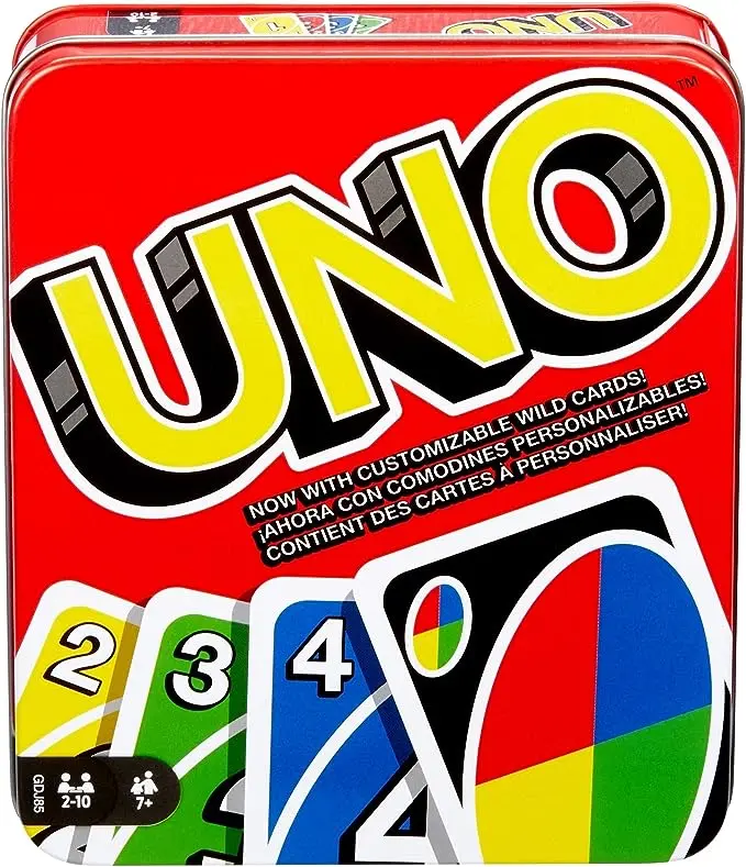 UNO Card Game for Family Night, Travel Game & Gift for Kids in a Collectible Storage Tin for 2-10 Players