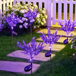 Outdoor Solar Led Lavender Flower Ground Lamp, Atmosphere Decoration Light, Light Sensor, for Yard Garden Path Park Estate Holidays Parties
