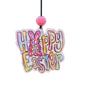 Happy Easter Scented Car Freshie CardStock Rearview Mirror hanging Airfreshner and Decor