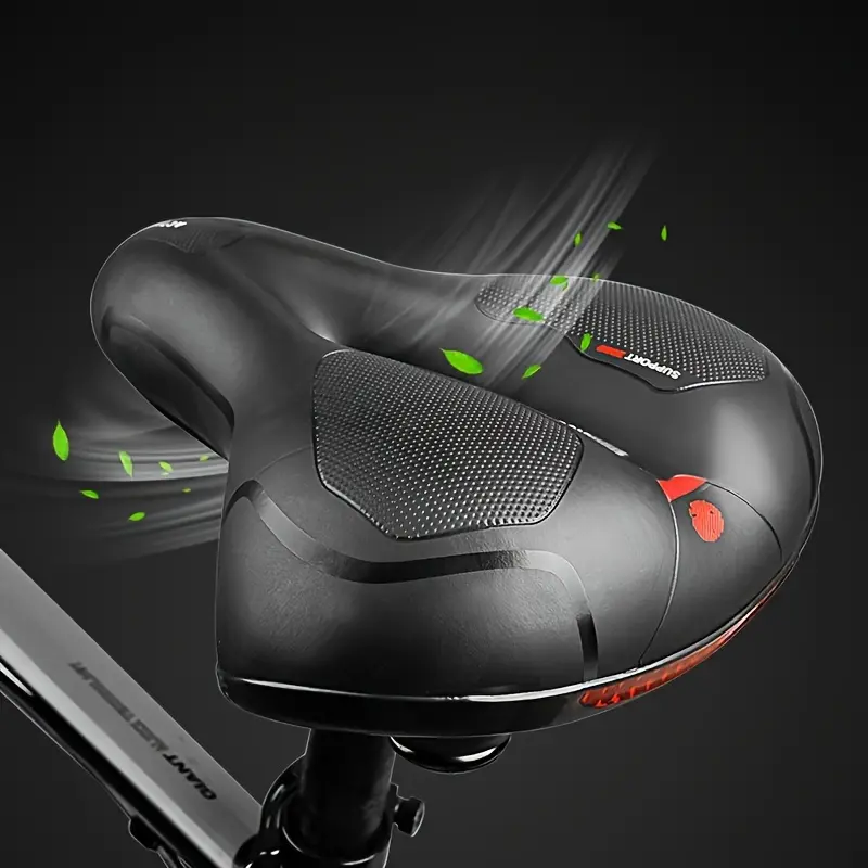 Comfortable Wide Bicycle Saddle, Universal Bike Seat Cushion with Memory Foam and Silicone for Adults, Waterproof PU with Dual Shock Absorbers, Stainless Steel, Bikes, Cycling Comfortable Bike Seat