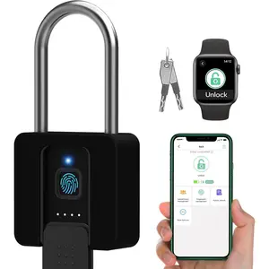 Lock, 2.7'' Long Shackle Duty Padlock with Key Bluetooth APP, Biometric Gate Lock with Protective Shell for Fence Shed Gym Yard