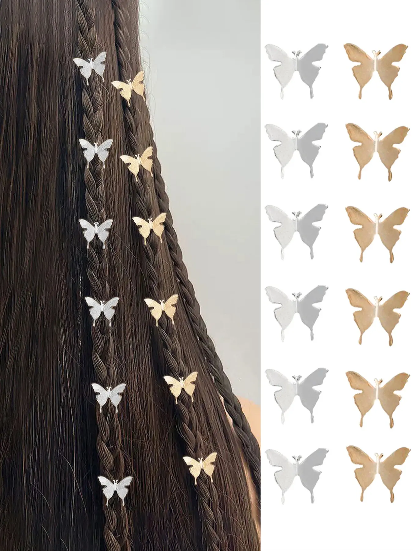 12pcs Elegant Metal Mini Butterfly Hair Clips, Hair Clip Set, Simple Style Hair Accessories for Daily Use and Party Decorations, Hair Style Accessory