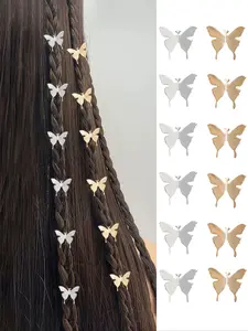 12pcs Elegant Metal Mini Butterfly Hair Clips, Simple Style Hair Accessories for Daily Use and Party Decorations