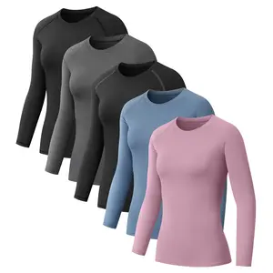 5 Pack Women's Compression Shirt Long Sleeve Workout Tops Athletic Baselayer Quick Dry Gym Yoga Running T-Shirt