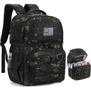 Tactical Cooler Backpack 36 Cans Double Deck Insulated Backpack Cooler Bag for Men Women, Soft Lightweight Leakproof Lunch Backpack for Camping, Hiking, Travel, Beach, Picnic
