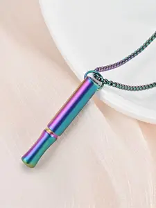 Stress Relief Stainless Steel Necklace, Unisex Casual Pendant Chain, Fashion Accessory for Couples & Friends, All Seasons Wear