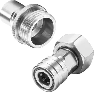 Tool Daily Garden Hose to Pressure Washer Adapter, 3/4” GHT Female to 1/4” Quick Connect, 3/4” GHT Male to 1/2” Quick Plug, Stainless Steel, 2 Pcs