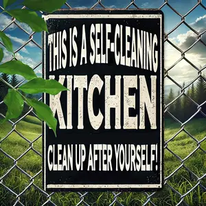 Self-Cleaning Kitchen" Vintage Aluminum Sign - 8X12 Inches, Uv Printed, Durable & Waterproof, Perfect For Home, Garden, Bar, Office Decor