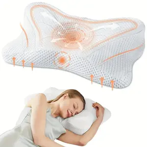 Ergonomic Cervical Neck Pillow - Dual-Height Memory Foam Design - Premium Support for Back/Side Sleepers - Relieves Neck & Shoulder Pain