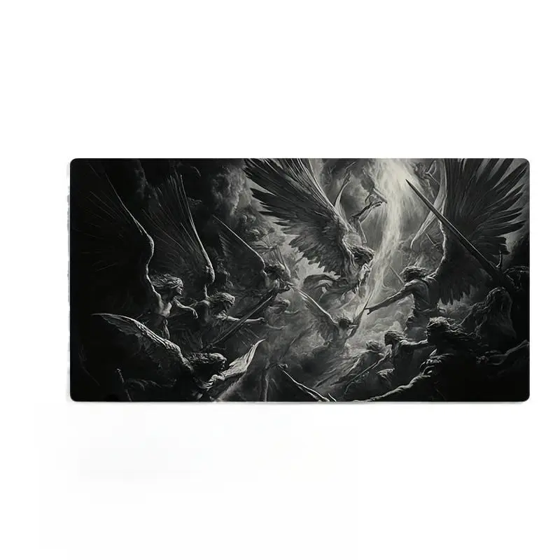 1 piece Large Size E-Sports Gaming Mouse Pad, Epic Battle Scene of Black and White Angel War, Non-slip Washable Rubber Base Large Desk Mat, Office Desk Accessory, Computer Decor Accessory, Stain-resistant Desktop Gaming Mouse Pad, Size 40×20 inches