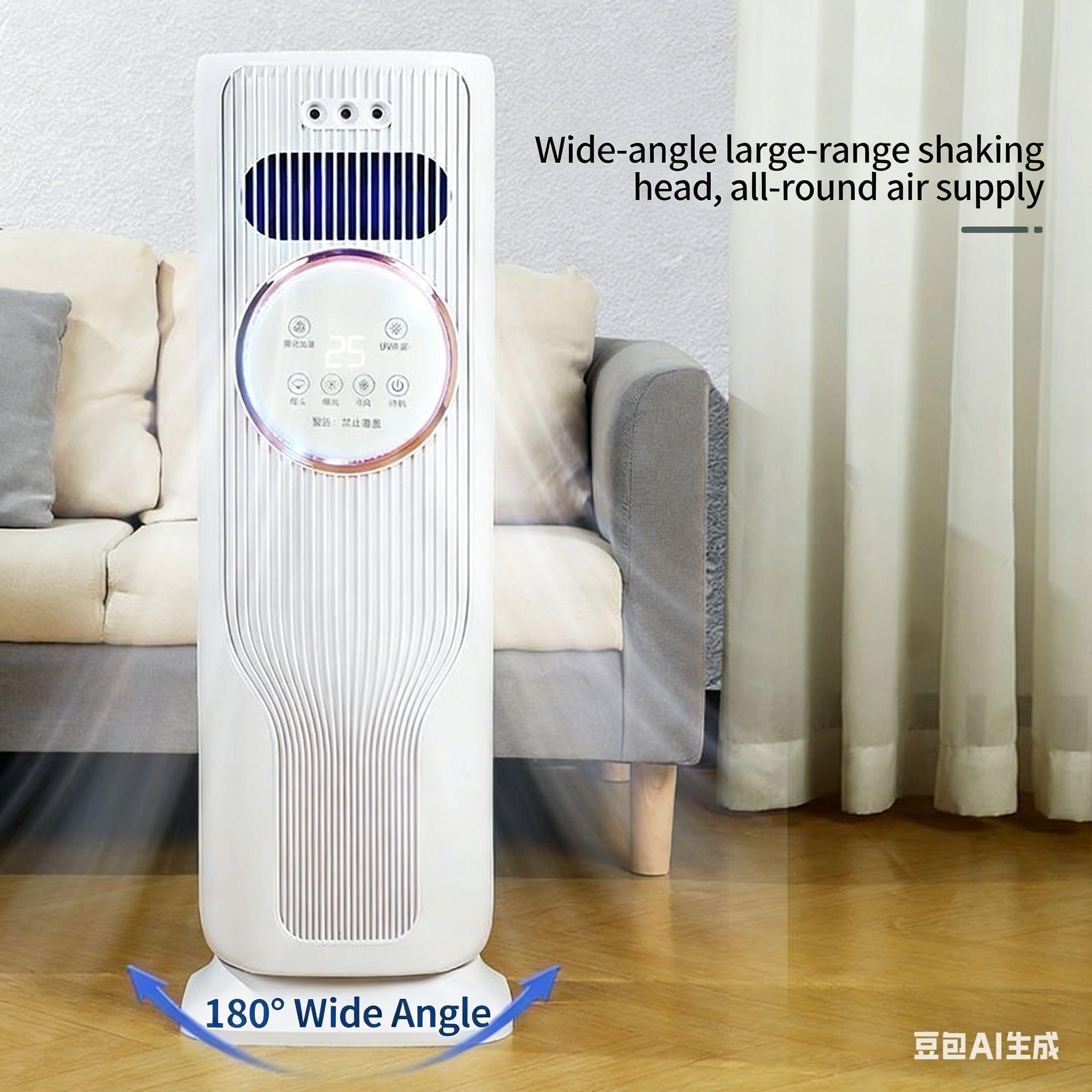 Year-Round Home Comfort: 2-in-1 Bladeless Tower Fan & Space Heater – 3 Speed Fan, 2 Heat Levels, Remote Control, Ice/Water Cool Breeze, Space-Saving, High Efficiency – Perfect for Indoor Use, Bedroom, Office – Safe Quiet Heating & Cooling