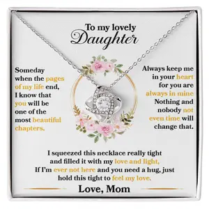 Beautiful Chapter Necklace Gift For Daughter, Hold This Tight To Feel My Love - Love Knot Necklace