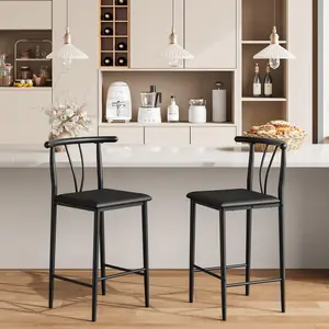 Modern Comfort: Set of 2 Counter Height Bar Stools – 25" Chairs with Backrest, Footrest & Thick Cushioned Seat – Sturdy Metal Frame – Easy Assembly – Ideal for Kitchen Island, Breakfast Bar & Dining Room