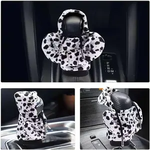 Universal Car Gear Shift Cover, Gearshifter, Shift Knob, Cow Pattern Interior Decoration, Small Sweatshirt Style, Automotive Accessories, 1pc