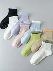 Women's Breathable Anti-Slip Yoga Socks, Spring & Fall Mid-Calf Sports Socks, Professional Pilates Running Socks, All Seasons Wear, Athletic Socks