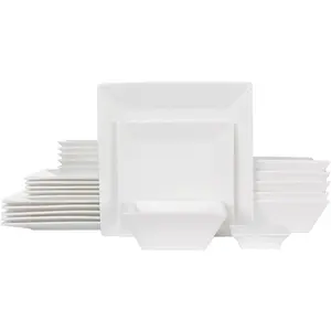 24- Classic Square Dinnerware Set for 6- Plates