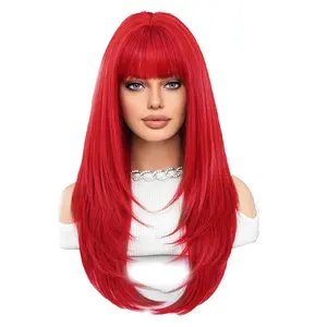 Red Straight Wig - Simple Red Color Straight Style Wig for Your Fashion Needs