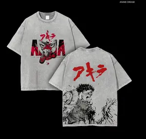 Tetsuo Akira - Akira Anime Double Printed Vintage Washed Tee Unisex Oversize Anime Manga Washed Heavyweight Cotton T-shirt