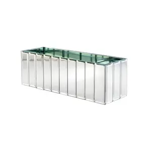 Gatsby Mirrored Oblong 12 inch Vase | Mirror Strips Rectangle  Centerpiece