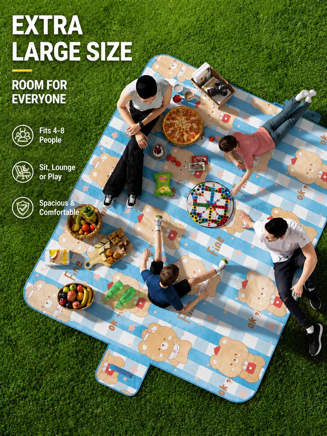 Buy 1 Get 1 Free | Premium Foldable Picnic Blanket – Extra Thick Waterproof Outdoor Mat for Camping, Beach, and Travel