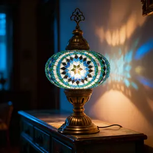 Mozaist Turkish Mosaic Table Lamp with Bulb Included Green Decorative Lighting for Home Decor Ideal for Elegance and Warmth
