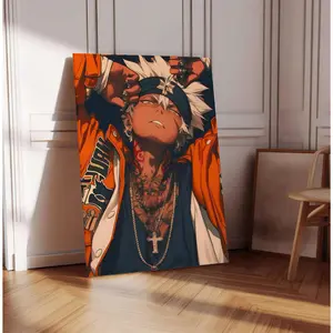 Ebonic Black Anime Wall Art – Afro Urban Culture Street Canvas Print, Dreadlock Artwork for Man Cave & Home Decor