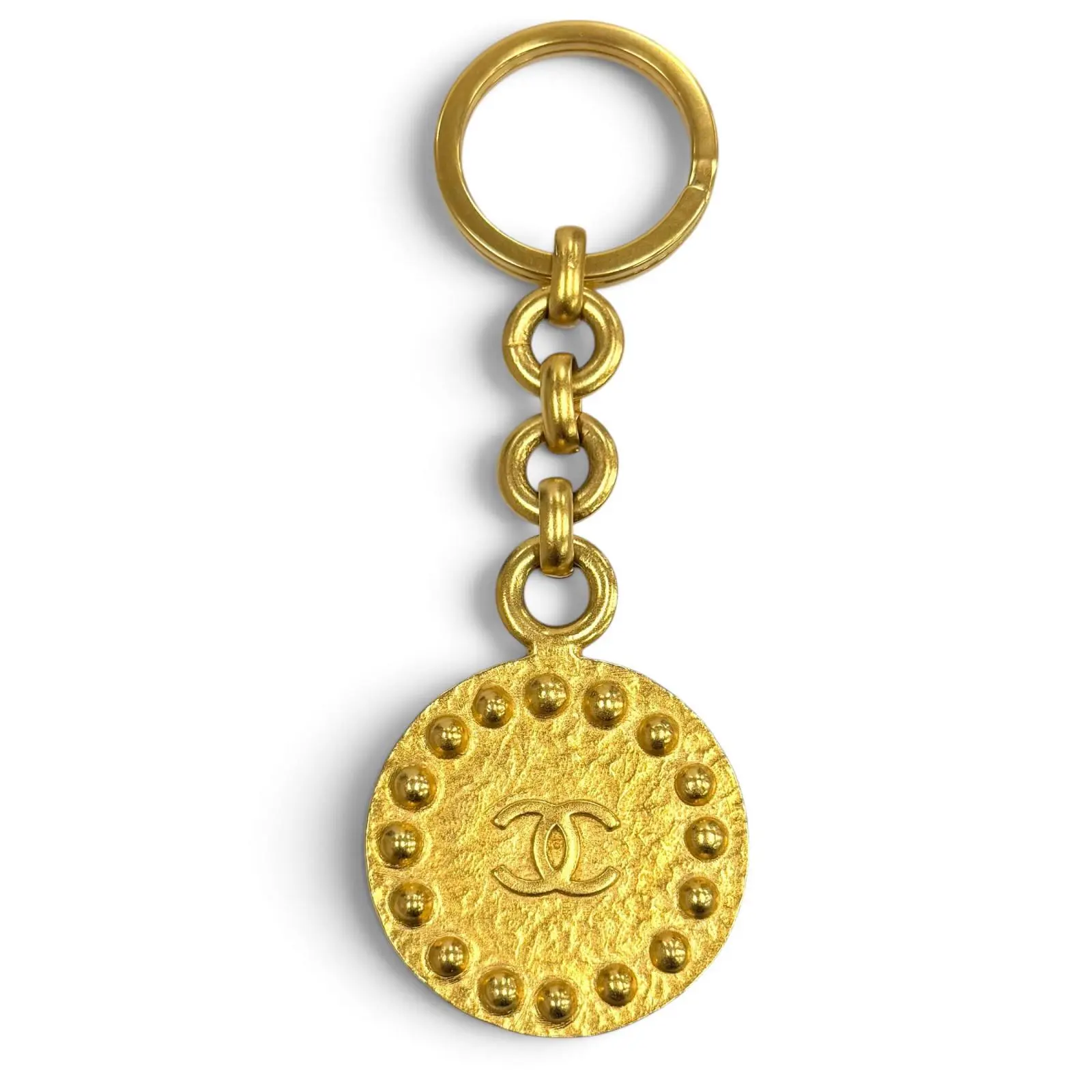 Pre-owned CHANEL Gold-plated Small Leather Goods COCO Mark Key Ring