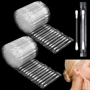 200 Pcs Disposable Piercing Aftercare Swabs 8 cm Long Cotton Tip Applicators for Nose Piercing Bump Removal Skin Cleaning Individually Packaged