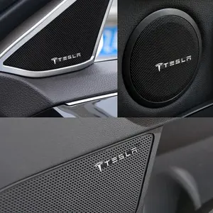 4pcs Car Aluminum Badge Decal, Car Audio Decoration Accessory for Tesla Model 3/s/x/y/roadster/spacex/cybertruck, Enhance Your Ride Style