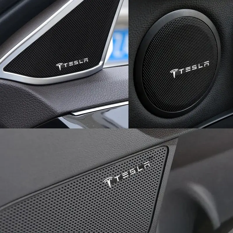4pcs Car Aluminum Badge Decal, Car Audio Decoration Accessory for Tesla Model 3/s/x/y/roadster/spacex/cybertruck, Enhance Your Ride Style, Decorative Element