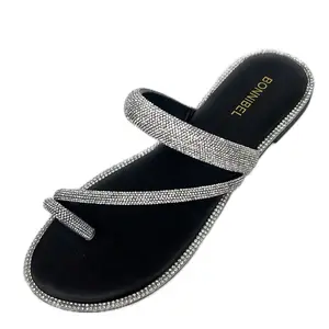 WOMENS FLAT RHINESTONE TOE RING SANDAL TAKA 17