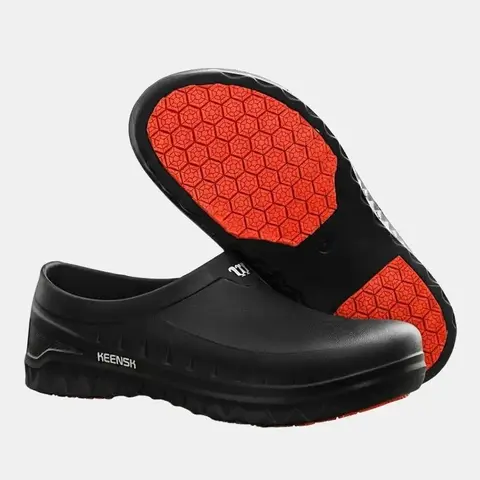 TEER Men's Non-Slip Waterproof EVA Upper Rubber Clog Mules - Dry, Lightweight Cloth-Lined Ankle Work Footwear, Quick Slip-On for Busy Shifts, 1-Piece EVA Mold Fit, Ideal for Kitchens-Restaurants