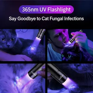 SKYFIRE 365nm UV Flashlight Zoomable, IP5 Waterproof Black Light Detector for Pet Urine, Dog Stains, Bed Bugs & Home Cleaning