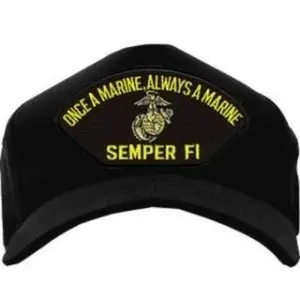 USMC ID Ballcap - Once a Marine.. Always a Marine - Semper Fi - Black