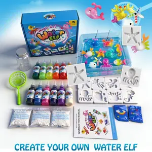 Magic Water Elf Toy Kit, Squishies for Kids, 12 Gels & 8 Molds, Sensory DIY Craft Kit, Party Favors & Gifts for Kids Ages 3+