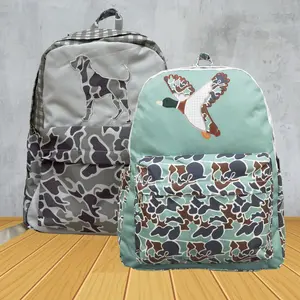 13.5''x17''x5''  Country Life Hunting Season Toddler or Kids Backpack | Soft Lightweight Canvas Camo Duck Dog Print Hiking Bag, Unisex