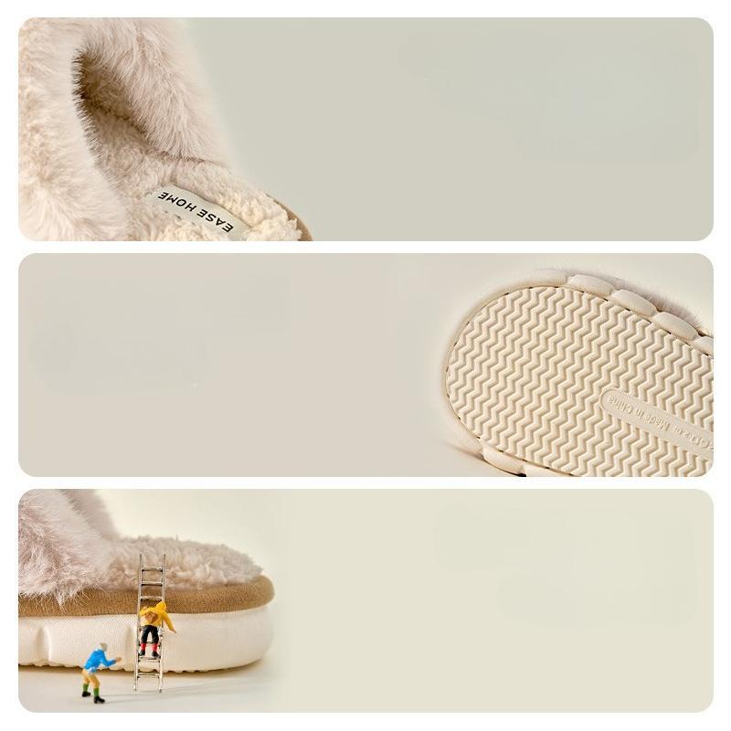 Cute Bow Soft Cotton Slippers for Women, Womens Fuzzy Fluffy Cozy Indoor Outdoor House Slippers Winter Indoor Anti-slip Thick-soled Slippers, Autumn and Winter Home-use Cotton Slippers, Warm and Comfortable Home Floor Slippers