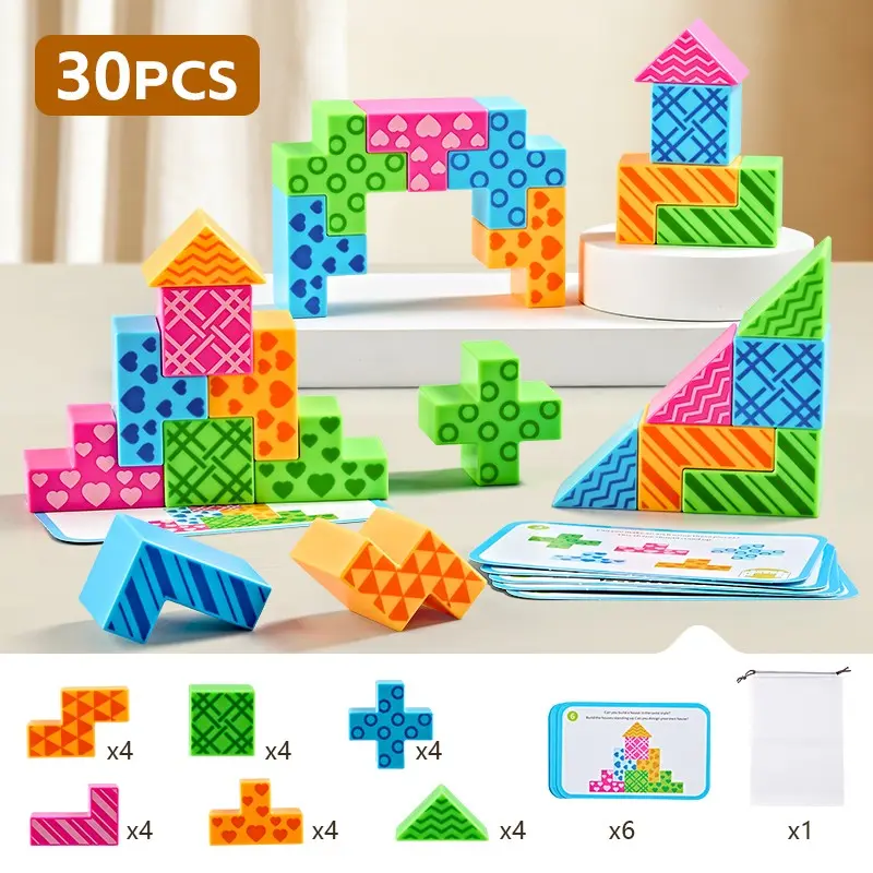 Educational Logic Building Puzzle Blocks 3D Jigsaw, Parent-Child Interactive Toy, Stem Learning Toys for Kids, Toddler Puzzles, Educational Gift, Montessori Puzzles Gift