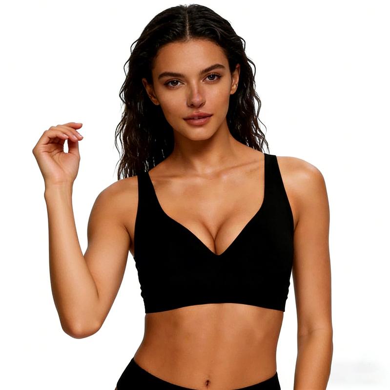 Leopard Jelly Wireless Push Up Bra - SeamlessDeep V Bralette for Women | Comfy T-Shirt Brafor Everyday Wear minimizer