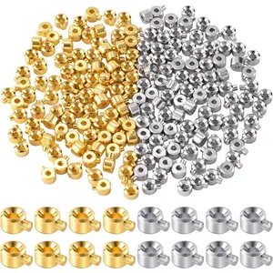 40pcs Crimp Beads for Jewelry Making, Gold Silver Spacer Beads Metal Bead Stopper Crimp Charms for Bracelet Necklace Ends Accessories