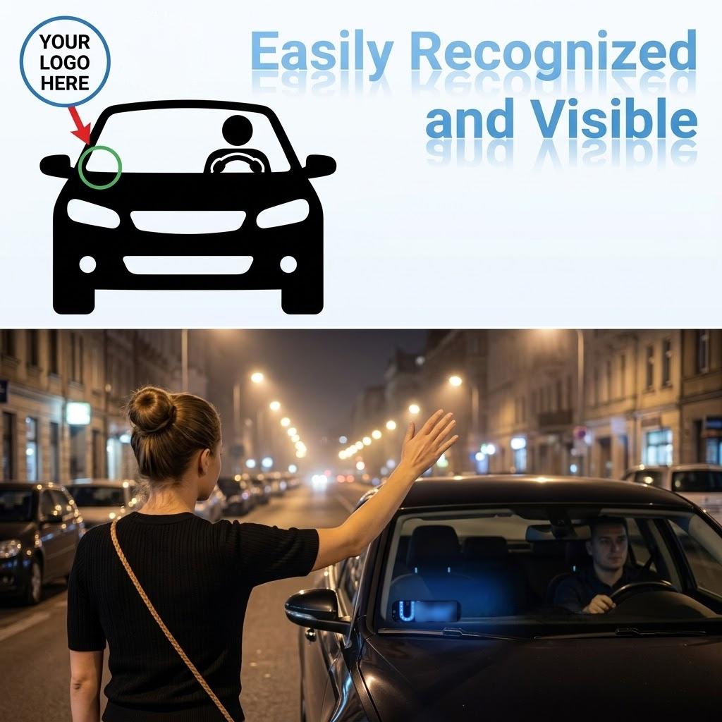 LED Taxi Windshield Light Sign USB-C Powered Rideshare Display with Suction Cups for All Vehicles Holiday Gift
