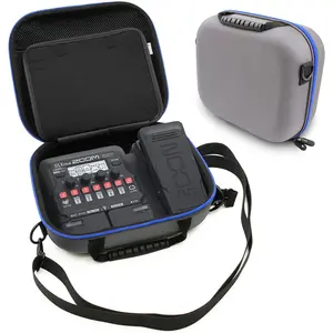 Casmatix Travel Case for Zoom G1X FOUR Guitar Pedal - Hard Shell with Adjustable Strap & Netted Pouch - Protective Carrying Bag for Effects Pedal