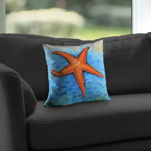 Begin Home Decor C1PT14145CJ21H 14 x 14 in. Starfish in the Sea - Beach Animals Poly Twill Throw Pillow