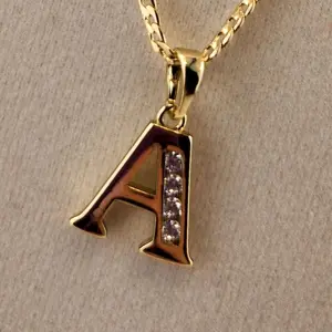 35 - 14K LaminateGold Letter A Pendant Necklace with Chain Jewelry Gift Charm for Women